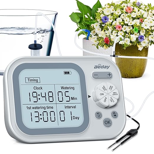 Automatic Plant Waterer Indoor Self Watering System for 15 Potted Plants Auto Drip Irrigation Kit Programmable Water Timer with Smart Humidity Detection
