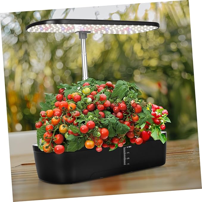 Kisangel 1Set Intelligent Hydroponic Growing Kit for Indoor Gardening Design with US Plug Soil Planting Multi Porous Setup for Fresh Vegetables