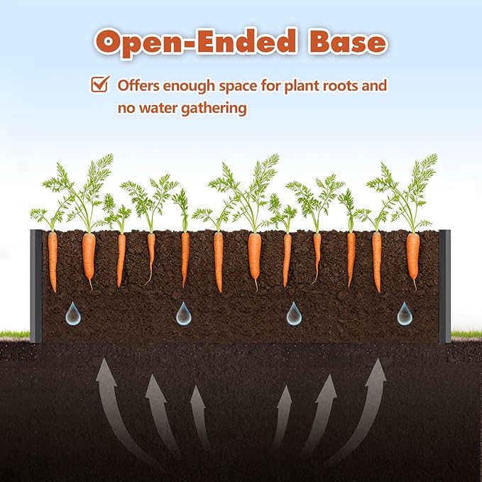8x4x2ft 2pcs Tall Galvanized Raised Garden Bed Kit Large Metal Planter Box with Support Rods Safety Rubber Edge &amp Gloves Outdoor Raised Garden Bed for Vegetables Flowers &amp Herbs