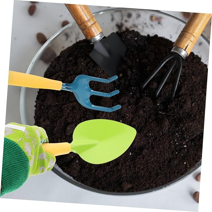 Kisangel 1 Set Garden Tool for Outdoor Gardening Shovels Rake Watering Pot and for Planting Weeding and Transplanting Present for Young Gardeners