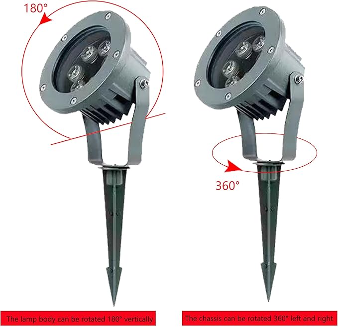 Kiven LED Plug-in Landscape Spotlight Garden Lights COB Spotlights with Spiked Stand 6W 110V with 9.84FT Wire Waterproof Switch Button for Outdoor Yard Lawn Plants Up Lights Floor Spot Lights（3500K）