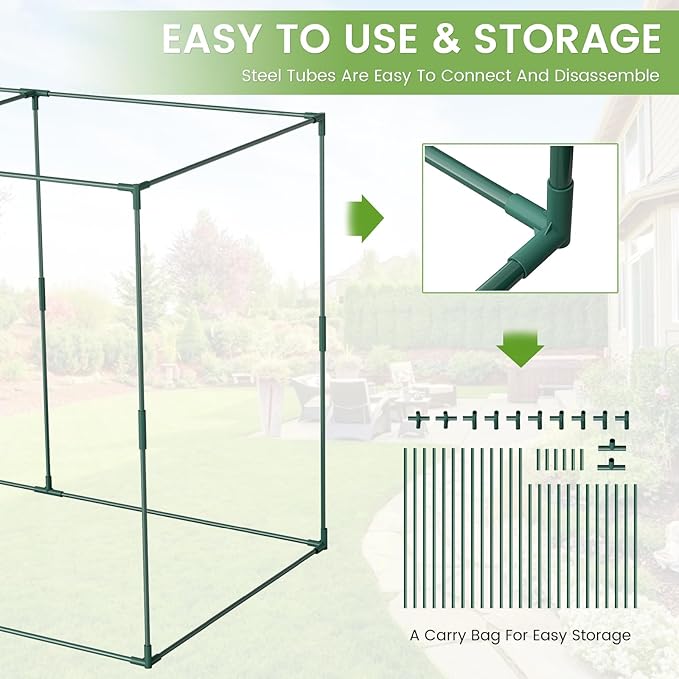 DoCred Crop Cage with Raised Garden Bed 84.6 x 45.3 x 59 Plant Protection Tent Garden Cages with Window 2 in 1 Galvanized Raised Garden Bed Kit and Mesh Cover for Garden Yard Lawn