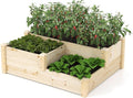 Giantex Raised Garden Bed Wood Planter Box for Vegetables Flowers Fruit Herb Easy Assembly Garden Box Container for Backyard Patio Balcony (43 Lx35 Wx14.5 H)