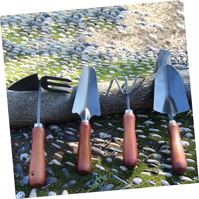 Mikikit 12pcs Mini Stoving Varnish Shovel Set Thicken Iron Garden Tools Handle for Planting Cultivating and Weeding for Gardening Enthusiasts