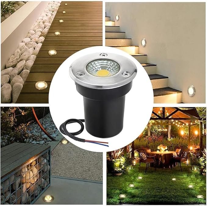 1W COB Ground LED Landscape Lights - Waterproof Embedded Outdoor Path Lights Round Decorative Spotlight for Garden &amp Patio IP67 Rated Green 110-240V