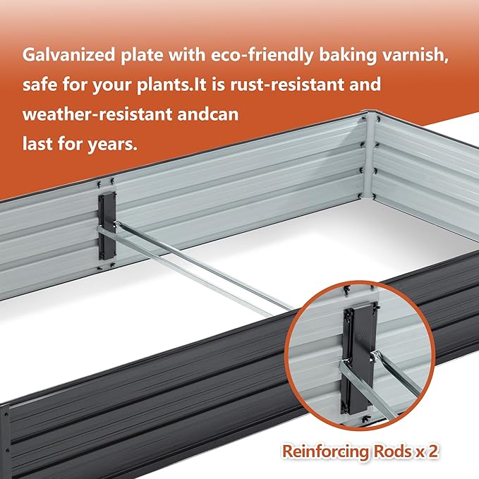 Large 8x4 Foot Metal Raised Garden Bed Elevated Galvanized Steel Planter for Backyard Landscaping - Grow Flowers Vegetables or Herbs in a Modern Durable Garden Design Centerpiece