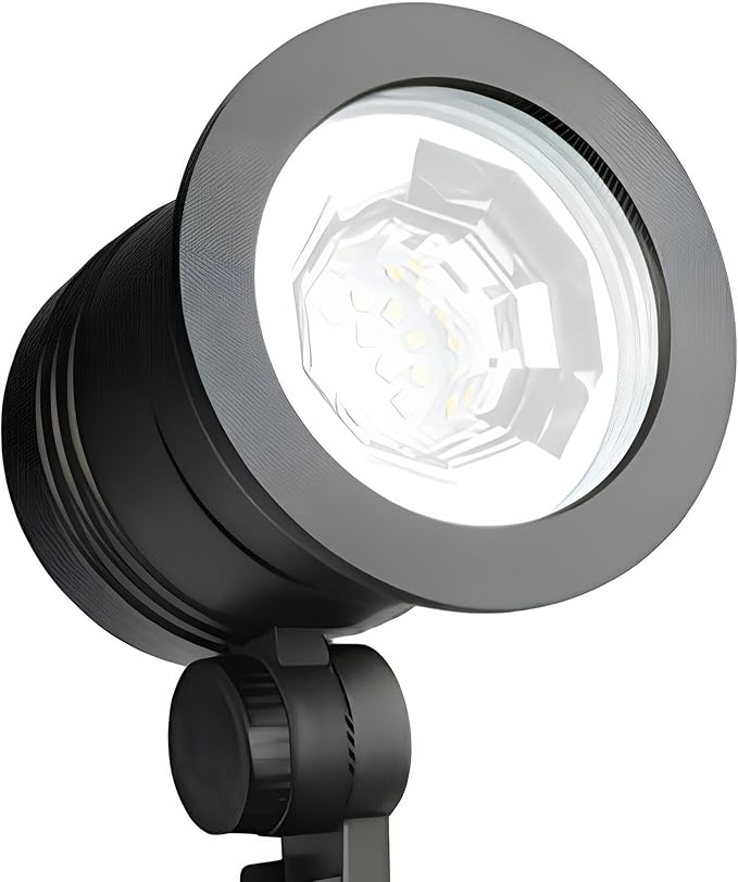 Four Seasons Courtyard Fusion Wired Low-Voltage LED Spotlight Metal Outdoor Patio Lawn Landscape Ground Stake Light with Adjustable Head 1000 Lumens Black