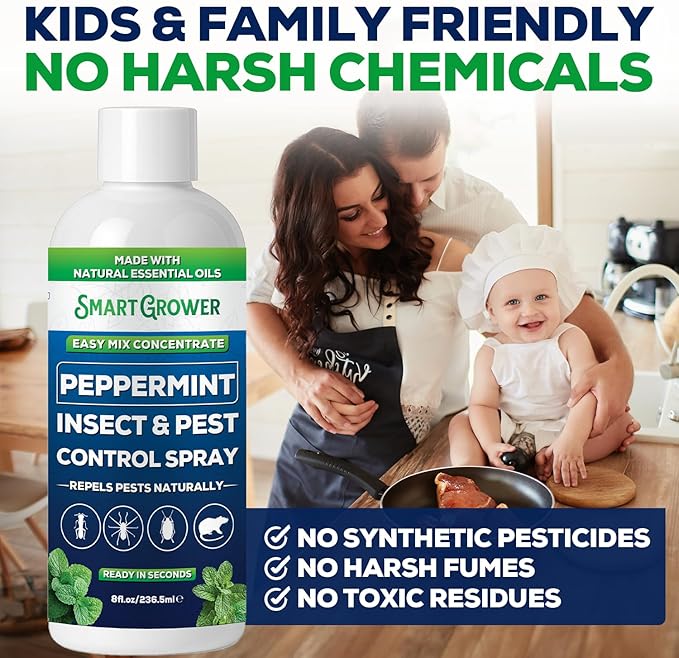Peppermint Insect &amp Pest Control Best Value Concentrate - Repels Insects &amp Pests for Home Indoor Outdoor Garden - Maximum Strength Concentrate (Makes One Gallon RTU) 8 oz