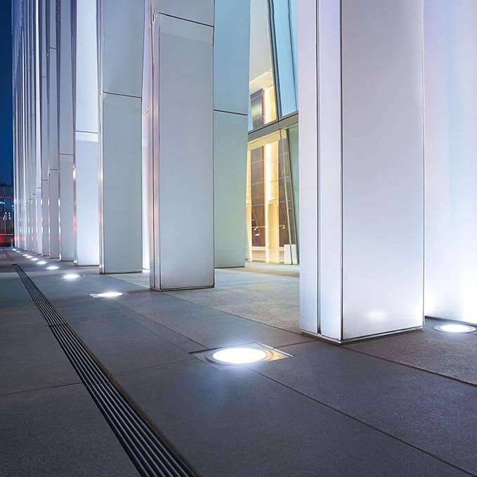 Outdoor Recessed Ground Light COB Round Embedded Underground Light IP66 Waterproof LED Garden Landscape Lights for Pathway Patio Bridge Driveway Decorative Spotlight AC85-110V