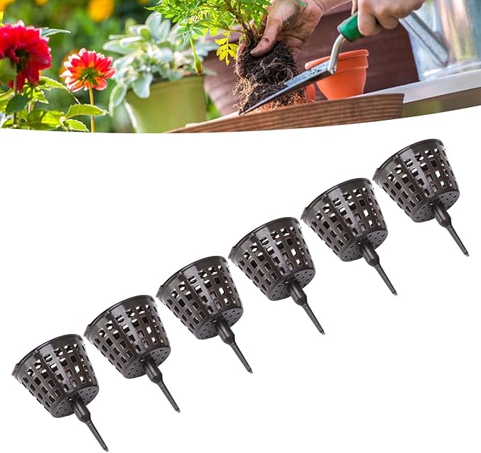 100PCS Plastic Fertilizer Box Mesh Basket with Lid Planting Fertilizer Net Pot Just Needs to be Inserted Directly Into The Growing Soil (Large Size with Lid)