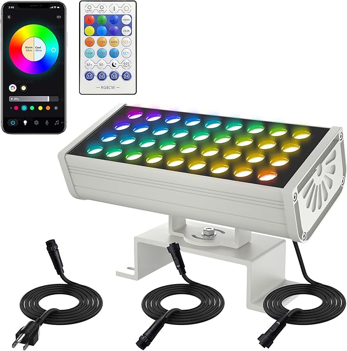 Party Lights Outdoor Smart Flood Light 180W RGBCW Color Changing LED 2700–6500K Tunable White WiFi App &amp Voice Control 50 Scenes 1–100% Dimmable IP65 Linkable Wall Washer Lights
