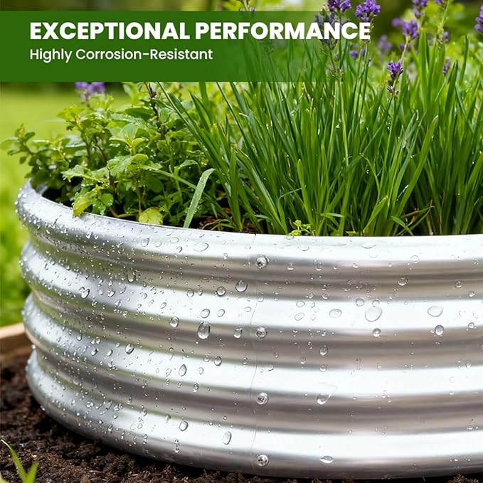 Raised Garden Bed Outdoor Galvanized Planter Boxes Oval Large Metal Raised Garden Beds for Vegetables 4×2×1ft4pack