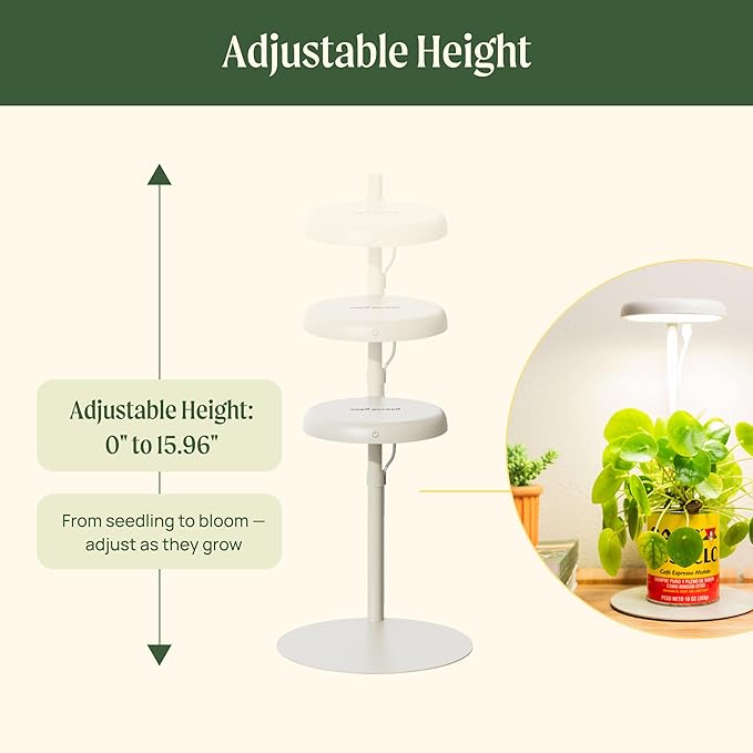 Vego garden Mini Grow Lights Stand for Indoor Plants Full-Spectrum White Light LED Grow Light with Customized Adjustable Height for Microgreens