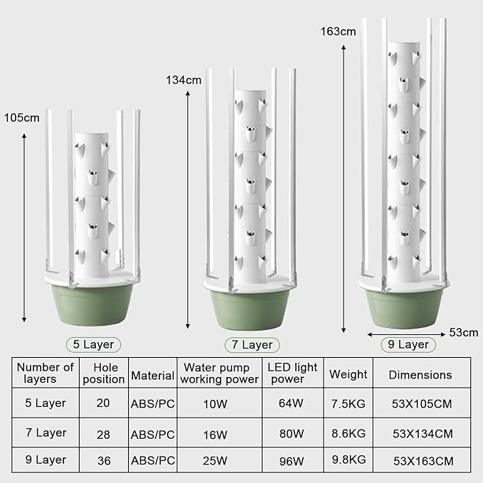 Hydroponics Growing System Kit Vertical Garden Planter with Grow Lamp Adjustable Hydroponic Garden Hydroponics Growing Tower Vegetables-*