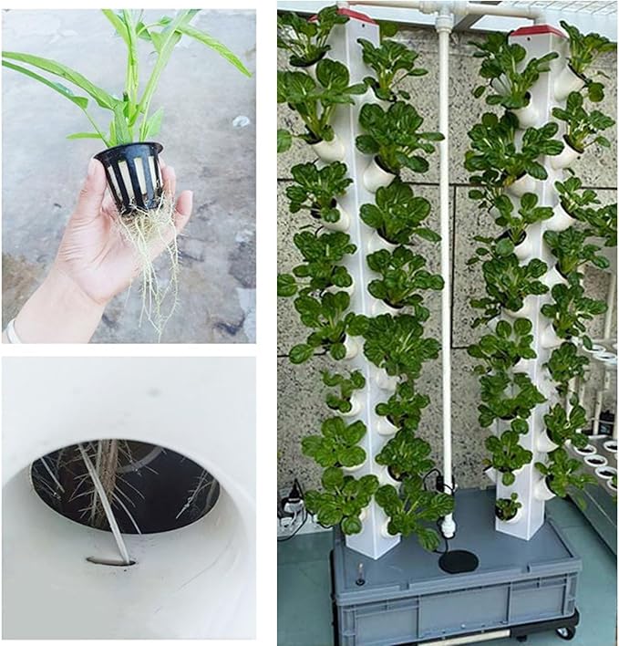 56 Pods Indoor Garden Hydroponics Growing System with Wheels Vertical Vegetable Planter Tower with Water Pump &amp Timer Year-Round Planting for Indoor