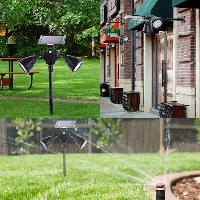 Solar Outdoor Spotlights 1400-Lumens Bright 36 LED Motion Sensor Spot Lights Waterproof Double Head Security Light Wall Lights Landscape Light for Patio Deck Yard Garden Driveway Lighting
