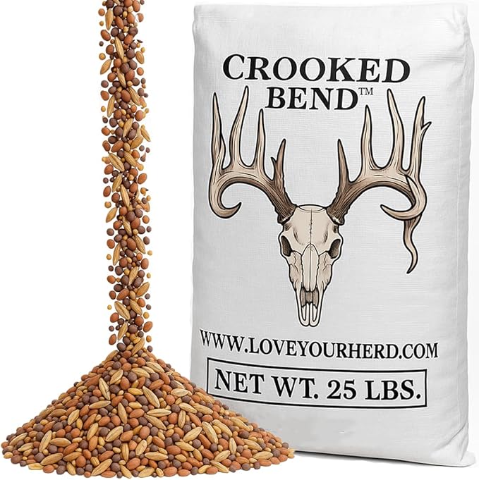 Crooked Bend Branson's Buffalo Blend 25LB Bulk Whitetail Food Plot Seed for Deer Turkey Pheasant Dove Elk &amp Duck Plant Seeds Grow Forage to Feed &amp Attract Wildlife to Hunting Plots No