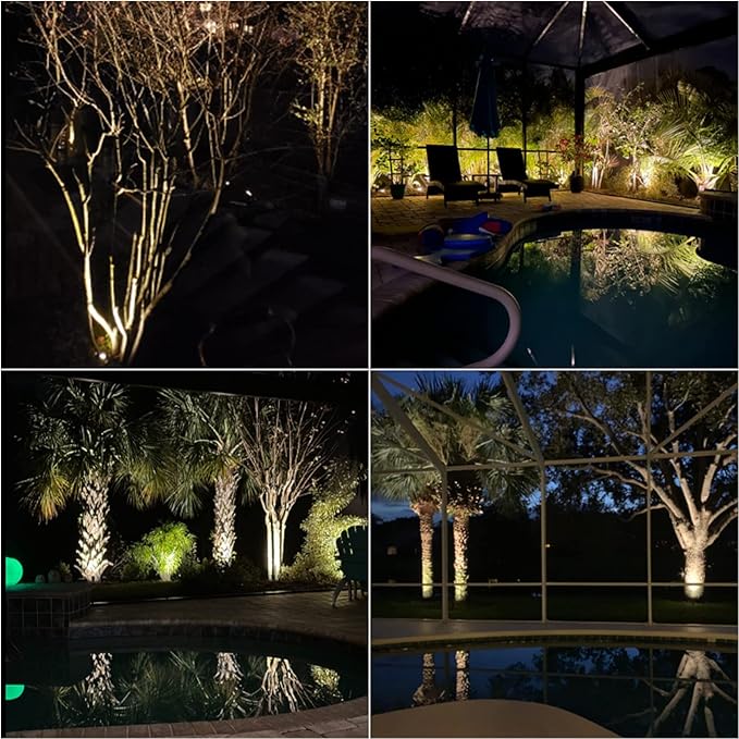 VENUS MANUFACTURING 14PK LED Outdoor Low Voltage Landscape Light Kits with 2 Pack Black 5.4 Watt Pond Lights &amp 6 Pack 1.5 Watt Spotlights and 6 Pack 20W Pathway Lights for Garden Lights