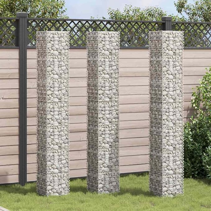 YAFF Metal Gabion Raised Bed Rectangular Rustic Silver Iron 78.7 Inch Long Garden Planter for Outdoor Use