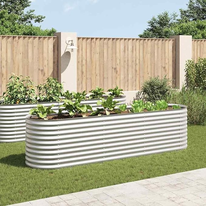 Garden Raised Bed Silver Galvanized Steel 126x31.5x31.9 inch Large Outdoor Metal Planter Box for Vegetables