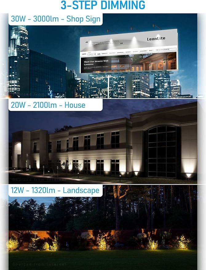 LEONLITE Bullet Flood Light Bundle Round Outlet Box 1-Pack 30W Commercial LED Landscape Spotlights 3CCT &amp 1-Pack Six 1/2-In Knockouts Round Outdoor Electrical Box Brown