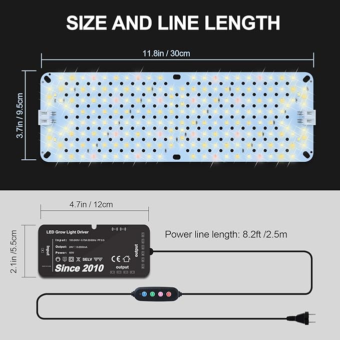 3Pack Flat Grow Lights for Indoor Plants Seed Starting Veg 4/8/12/16/20H Timer Light and Thin 30W Grow Lights for Under Cabinet Plant/Shelves Two Connection Modes Quick Installation