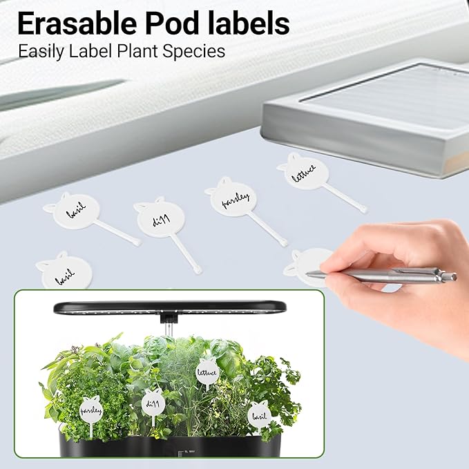 Hydroponics Growing System with LED Grow Light 14 Pods Indoor Herb Garden Full Spectrum Rotatable Light Panel Auto On Off Timing 12 14 16Hrs 5L Water Tank Harvest Fresh Veggie Lettuce Basil Tomato