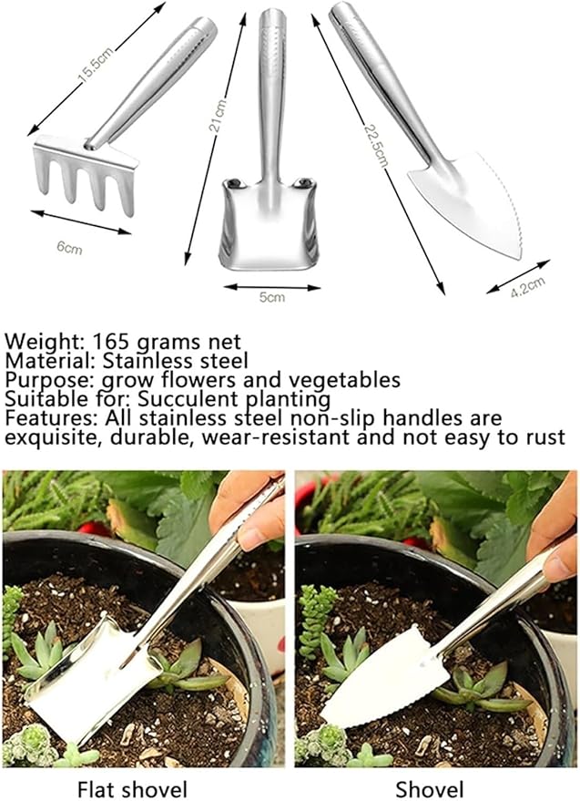 Garden Tools Trowel Set 3PCS/Set Mini Small Shovel Spade Flat/Tip Shovel Harrow Tool Gardening Tools for Home Gardening Growing Tools Accessories