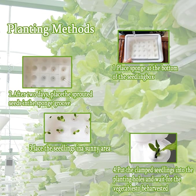 Hydroponic Grow TowerSilent Pump Garden Growing System with Water Tank Automatic Watering Hydroponic System for Herbs Fruits Vegetable(Gray15holes)