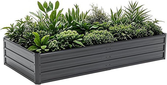 6x3 FT Extra Large Raised Garden Bed Professional Steel Planter Box for Vegetables &amp Crops - Reinforced Galvanized Metal Raised Beds Rustproof for In-Ground or Patio Growing