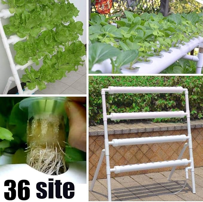 Hydroponic Grow Kit 4 Layers 36 Sites Hydroponisches System PVC Hydroponic Pipe for Vegetables Salad Greens Flowers and Fruits
