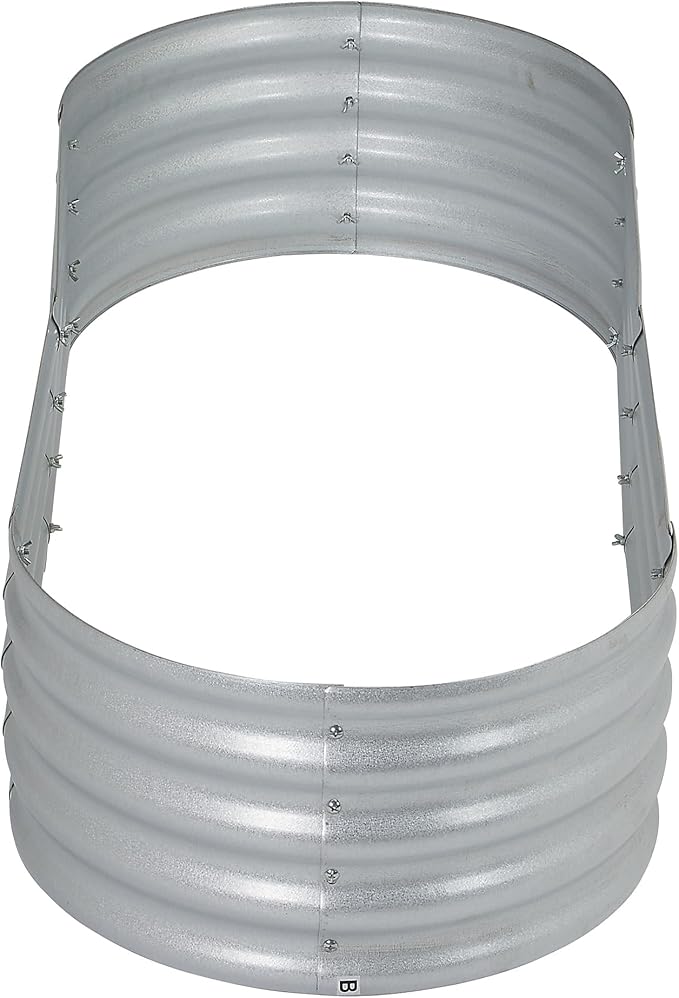 Ironton Galvanized Steel Planter Bed Assembles in Oval or Rectangular Shape 3.5ft. x 3.5ft. x 1ft.