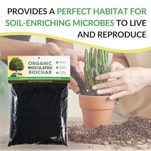 Organic Inoculated Biochar: Helps Plants and Trees Get The Most Out of Soil | Allows Plants to Uptake Nutrients More Efficiently | Contains Millions of Soil-Enriching Micro-Organisms | 128oz Bag