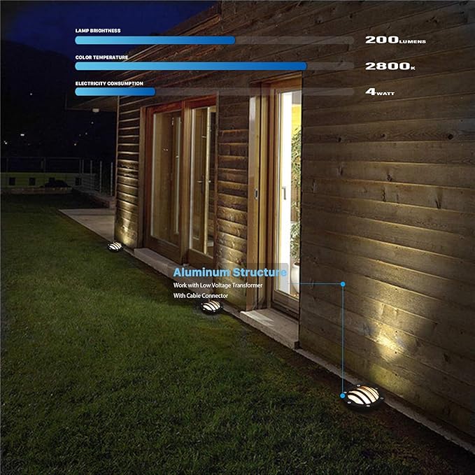 GOODSMANN Low Voltage Spotlight Landscape Lighting 3W 200 Lumens 8PK with 4PK 4W 00 Lumens Well Lights for Garden Pathway and Driveway