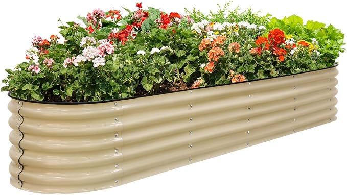 EAGLE PEAK 9 in 1 Modular 17in Customizable Elevated Raised Garden Bed Kit with Multiple Configurations Outdoor Metal Planter Box Steel Flower Bed Pearl White