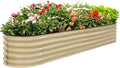 EAGLE PEAK 9 in 1 Modular 17in Customizable Elevated Raised Garden Bed Kit with Multiple Configurations Outdoor Metal Planter Box Steel Flower Bed Pearl White
