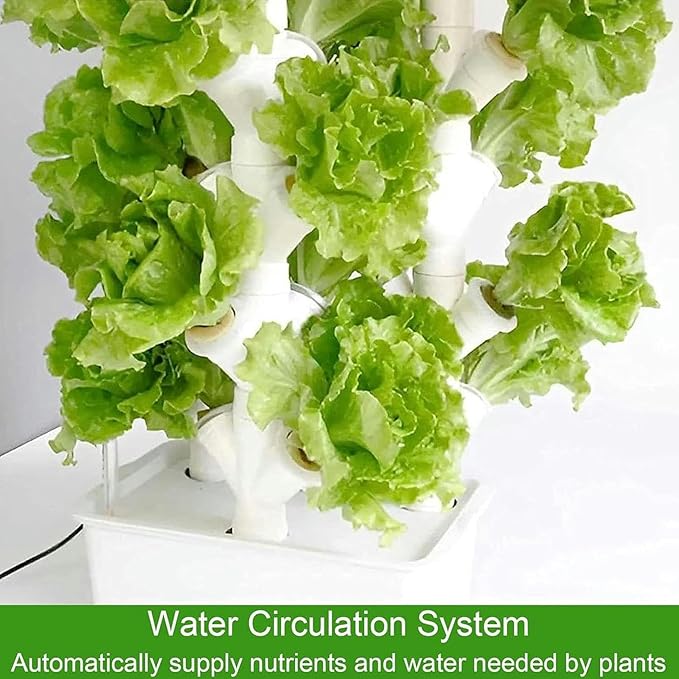 AMNOOL 15-Layer 45-Hole hydroponic Tower Planting System Garden hydroponic Vertical Planting System with Pump and Removable Water Tank Suitable for Home Kitchen Gardening