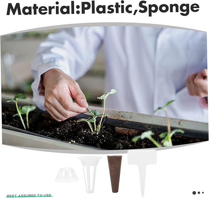 4sets Hydroponic Growing Kit Soilless Planting Pots Grow Basket Insulation Lids Sponge for Indoor Seed Planter