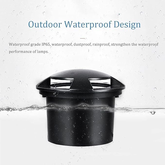 Garden Landscape Lights - AC85-265V Outdoor Underground Lamp IP66 Waterproof 4 Sided Glow Round Decking Lighting Outdoor Recessed Spot Light Ground Landscape Lights(White18W(AC85-265V))