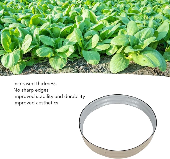 Raised Garden Bed Kit 107x20cm Rounded Edges Outdoor Metal Vegetable Planter Box Open Bottom Planter Raised Bed - Flowers Planter Garden Box for Garden Courtyard School (White)