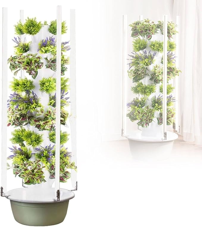 Hydroponics Growing System Tower with Foldable Led Light Vertical Hydroponic Garden Tower Auto Water Circulate Hydroponics Tower for Herbs Fruits and Vegetables9Layer