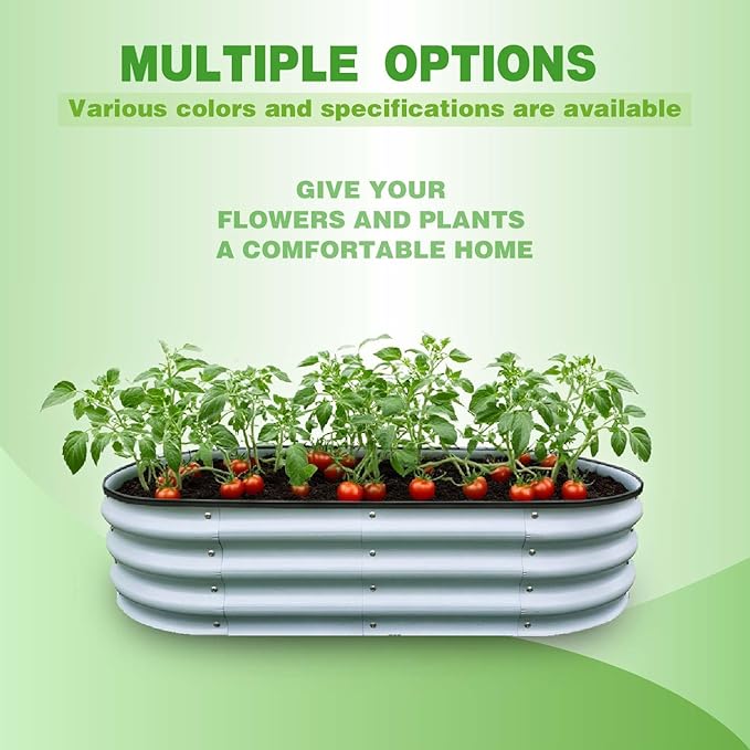 GrowHaus 4x2x1FT Galvanized Raised Garden Bed Planter Boxes Outdoor Metal Garden Beds for Planting Vegetables Flowers Herbs Silver