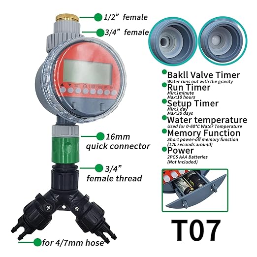Garden Supplies 5-50M Garden Micro Drip Irrigation Automatic Watering System Kit Timer Controller DIY Mist Spray Cooling for Potted Plants Nozzle(Black)