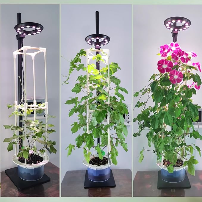 Indoor Plant Hydroponics Growing System Tower Kit with Grow lightHerb Vegetable Indoor Gardening System with Standing Floor Tall LED Grow LightsHeight Adjustable with StandTimerTrellis
