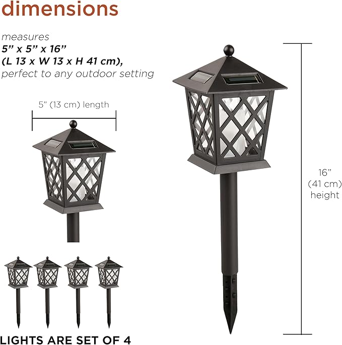 Alpine Corporation 16 Tall Outdoor Solar Powered Pathway LED Light Stakes (Set of 4)