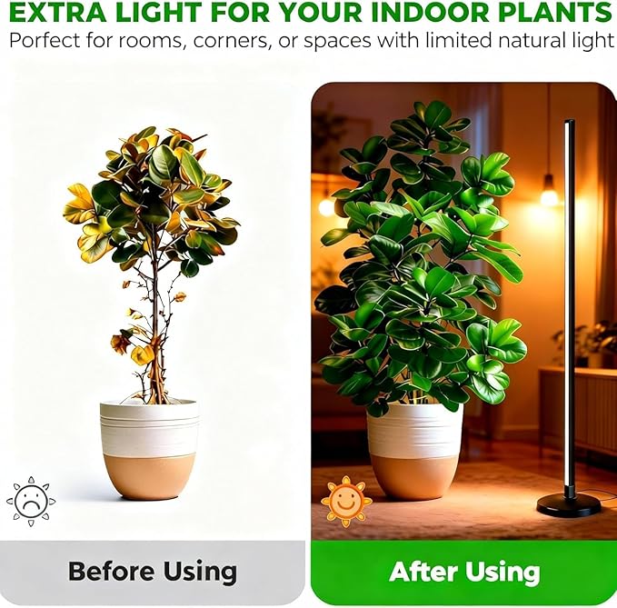 2 Pack LED Grow Lights for Indoor Plants Full Spectrum 48W 65 Inch Plant Lights for Seed Starting with Timer and 10 Level Dimmable Standing Plant Growing Lamp for Greenhouse with Hanging Accessories