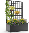 Metal Planter Box with Trellis - 63*31.5*15.8 Plastic-Coated Rustproof Trellis Planter Raised Garden Bed with Trellis Privacy Screen with Planter Box for Garden Balcony Patio