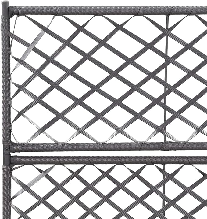 Raised Bed Planter Trellis Design with 2 Pots 22.8x11.8x42.1 Inches Black Poly Rattan for Climbing Plants and Flowers in Garden or Terrace