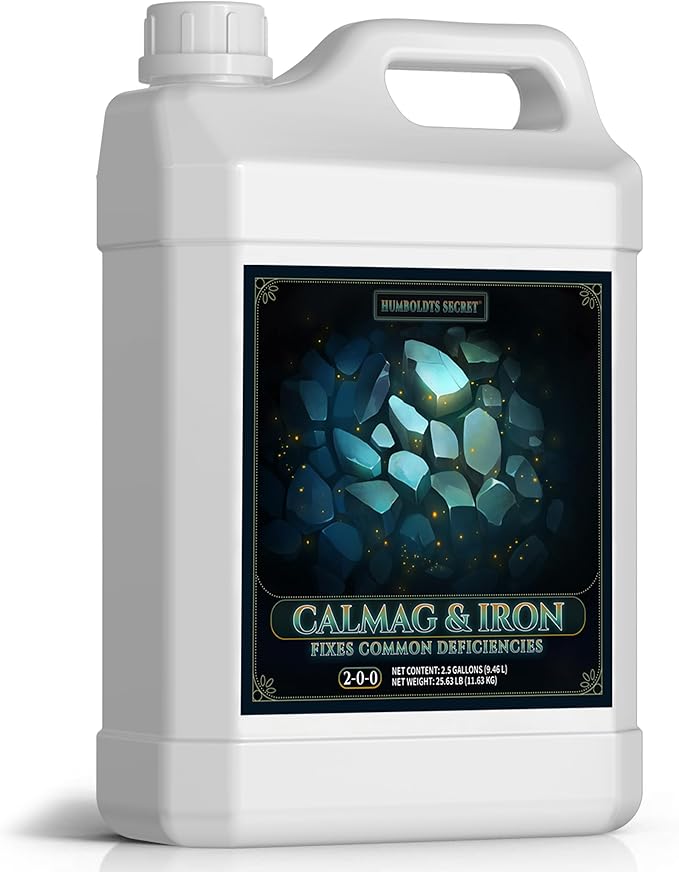 Humboldts Secret CalMag &amp Iron | Calcium Magnesium &amp Chelated Iron Nutrient Fertilizer | Hydroponic Supplies for Vegetative &amp Flowering Growth in Soil Coco Hydroponics or RO Water | 2.5