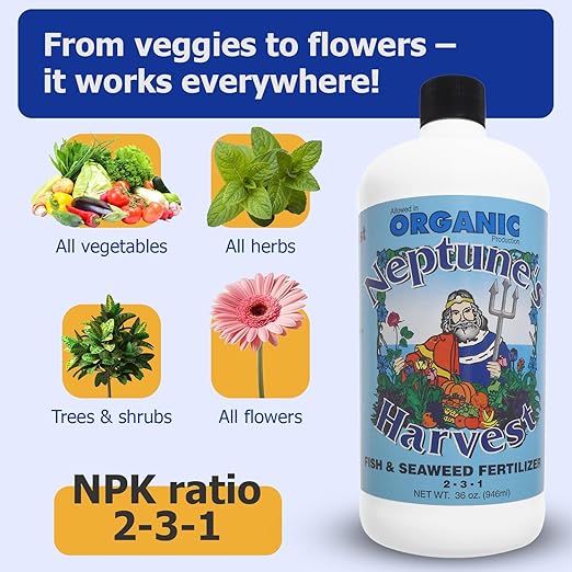 Neptune's Harvest Organic Plant Fertilizer | Liquid Fertilizer for Lawn Garden &amp Houseplant | Rich in Essential Nutrients | Rose &amp Flowering 2-4-2 (Quart) + Fish &amp Seaweed Plant Food 2-6-
